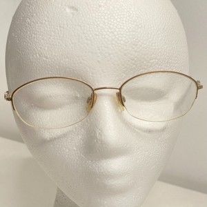 Jessica McClintock JMC 188 Eyeglasses Frame Gold Tone Wire Half Rim Monogram